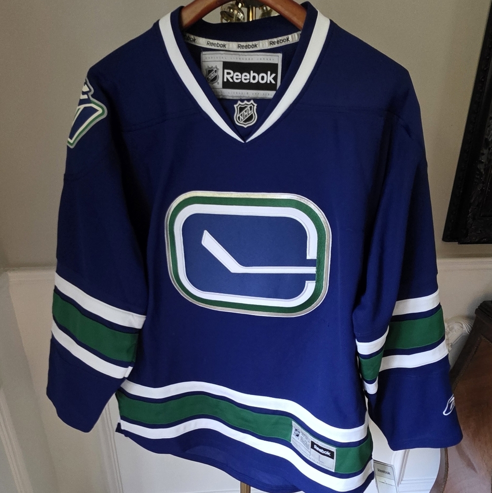 Reebok Blue and Green Hockey Jersey